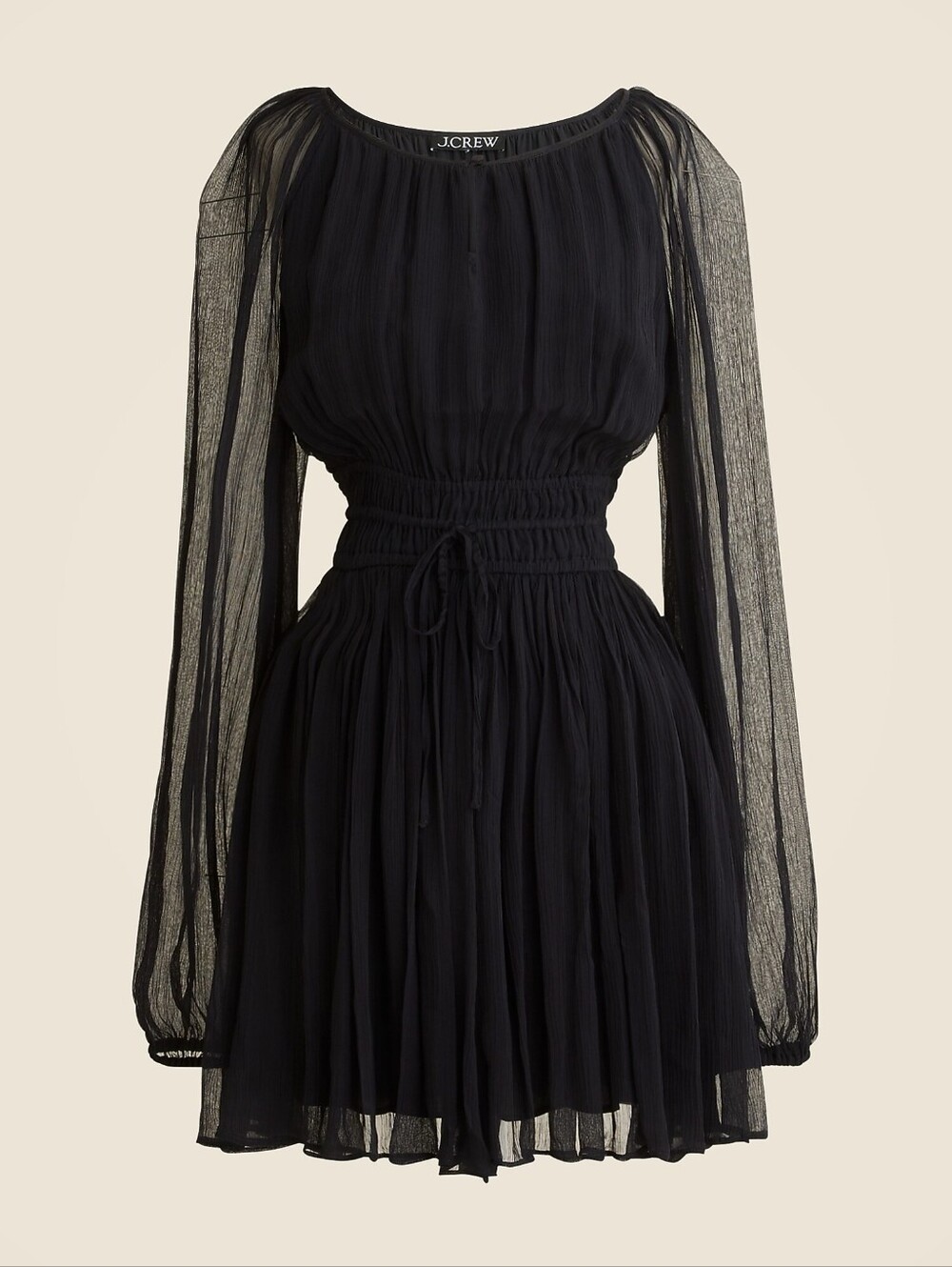 J. Crew Elena long-sleeve mini dress in crinkle chiffon
